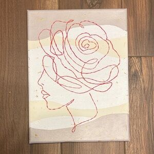 Elegant Red Rose Line Art Canvas
